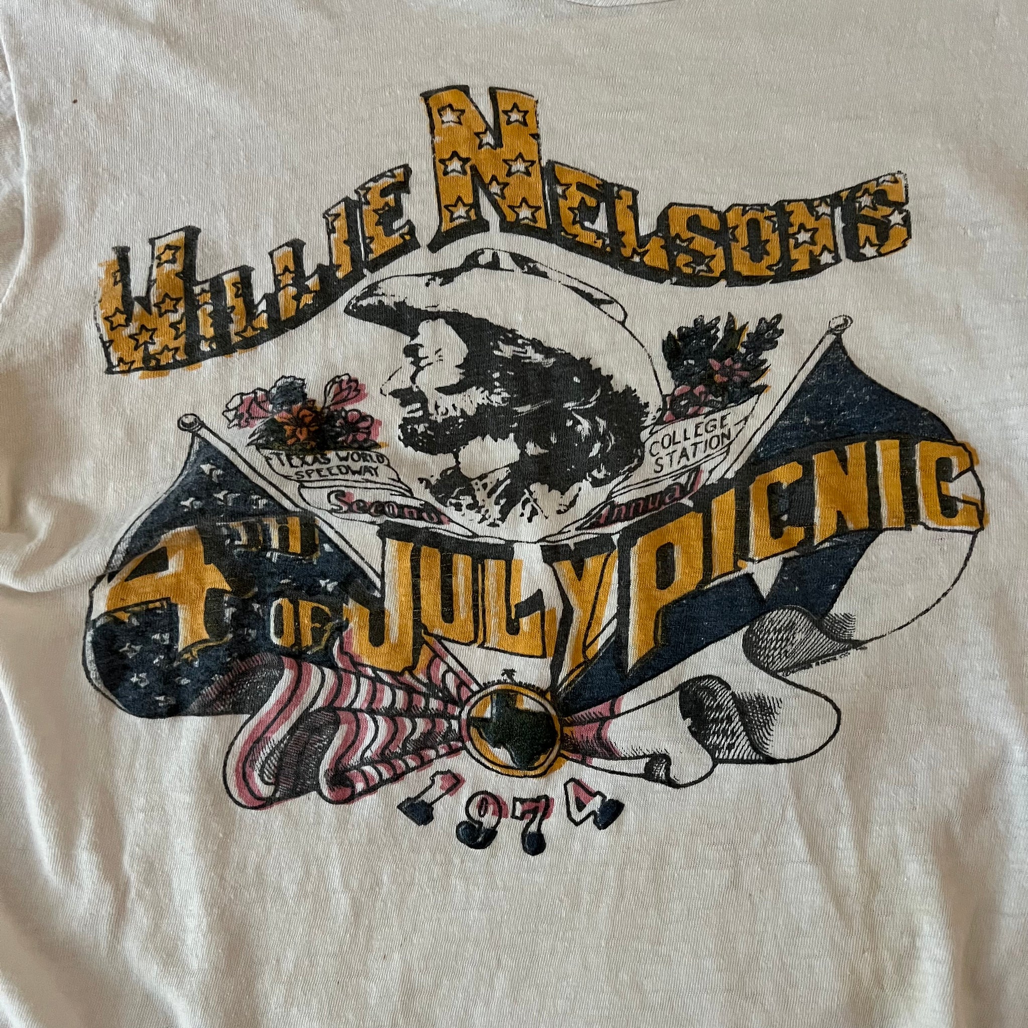 VTG Willie popular Nelson July Picnic Extravaganza 1978 Limited Ringer Tee Size Small