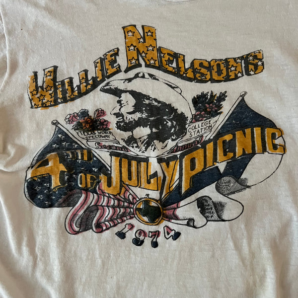 1974 Willie Nelson "4th July Picnic" Vintage Concert Tee Shirt