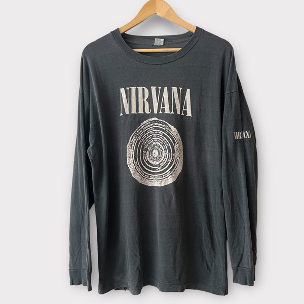 1990 Nirvana "Vestibule" Sub Pop Bleach Era UK Tour Vintage Long Sleeve Tee Shirt