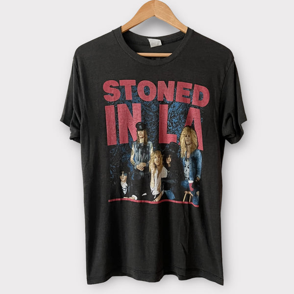 1989 Guns N Roses "Stoned In LA" Los Angeles Coliseum Concert Dates opening for The Rolling Stones Tee Shirt