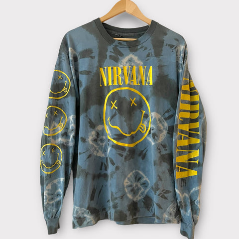 1992 Nirvana "Nevermind" Vintage Band Promo Long Sleeve Tie Dye Tee Shirt