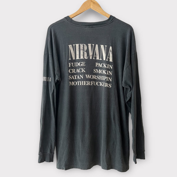 1990 Nirvana "Vestibule" Sub Pop Bleach Era UK Tour Vintage Long Sleeve Tee Shirt