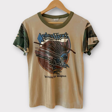 1982 Judas Priest "Screaming For Vengeance" Vintage Tour Camo Sleeve Tee Shirt