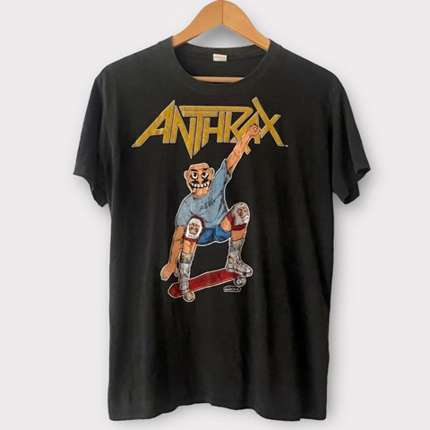 1987 Anthrax "Spreading The Disease By Skating Across The World" Vintage Band Tour Tee Shirt