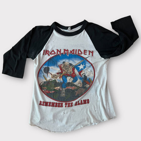 1983 Iron Maiden "Brain Damage In Texas" Vintage Tour Raglan Tee Shirt