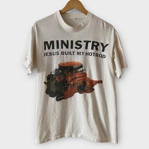 1991 Ministry "Jesus Built My Hot Rod" Vintage Band Promo Tee Shirt