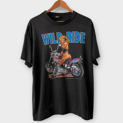 80s/90s Wild Ride Motorcycle 3D Emblem Vintage Tee Shirt