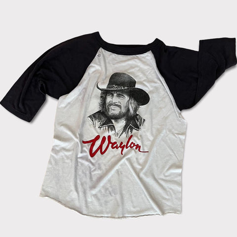 70s/80s Waylon Jennings VIntage Tour Raglan Tee Shirt