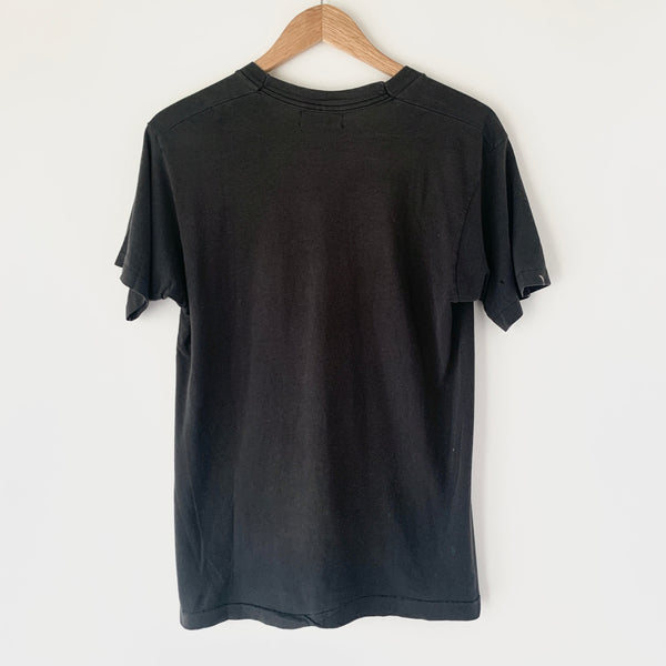 1980s Zeros Revival Vintage Blank Pocket Tee Shirt - Black