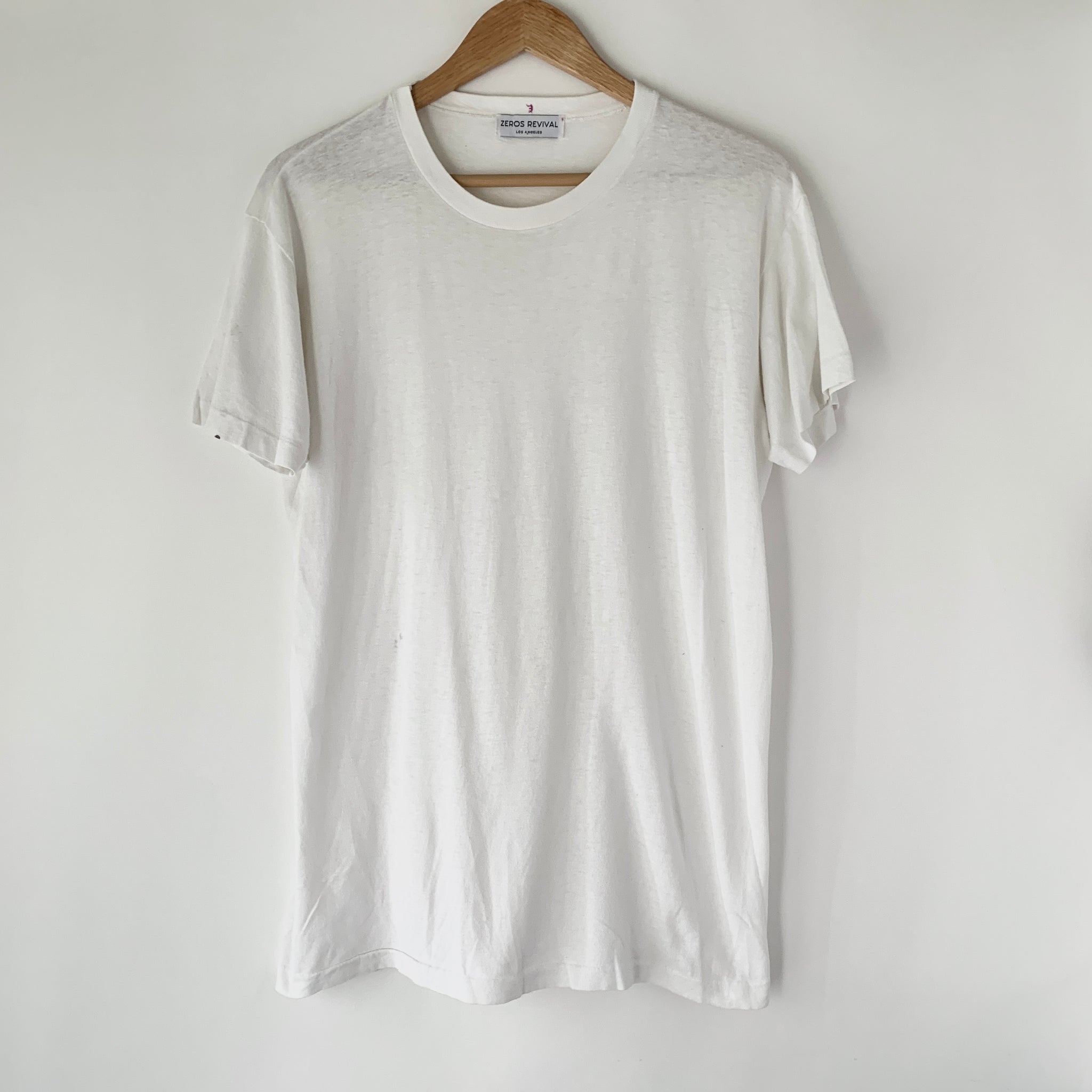 1980s Zeros Revival Vintage Blank Tee Shirt - White