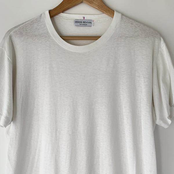 1980s Zeros Revival Vintage Blank Tee Shirt - White