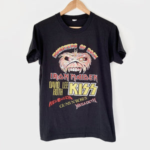 1988 Monsters Of Rock Vintage Concert Shirt Iron Maiden Guns N Roses Megadeth KISS Helloween, David Lee Roth