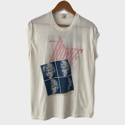 1983 David Bowie "Serious Moonlight" Tour At Oakland Stadium Vintage Tank Top Tee Shirt