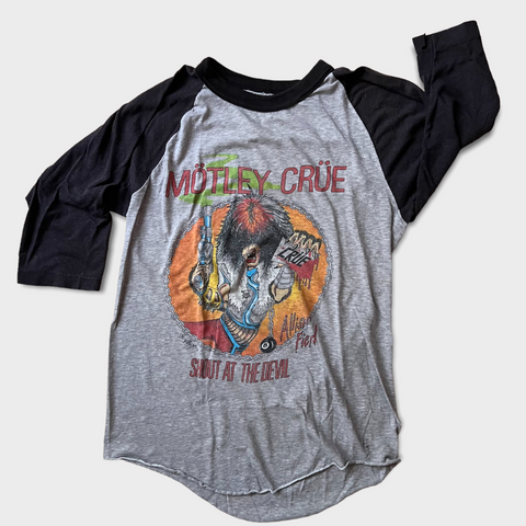 1983 Motley Crue "Shout At The Devil" Vintage Tour Raglan Tee Shirt