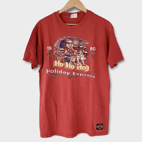 1990 Harley Davidson Motorcycle "Holiday Express Hog" Oklahoma City Vintage Tee Shirt