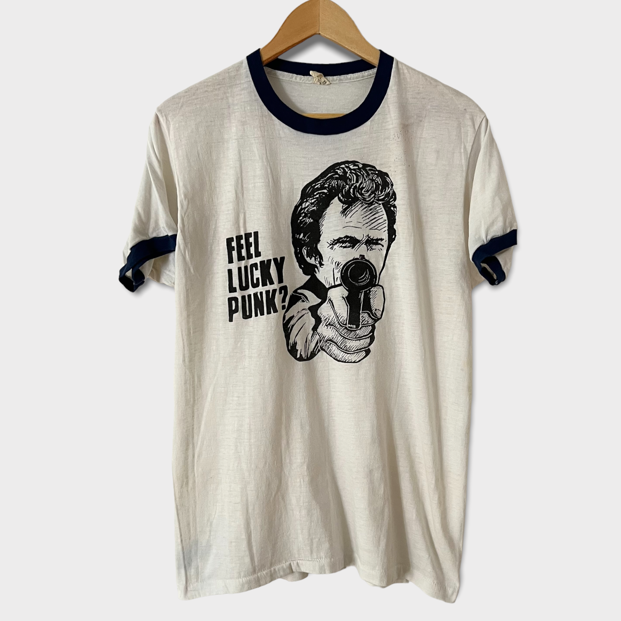 1980s Clint Eastwood "Feel Lucky, Punk" Dirty Harry Vintage Ringer Tee Shirt