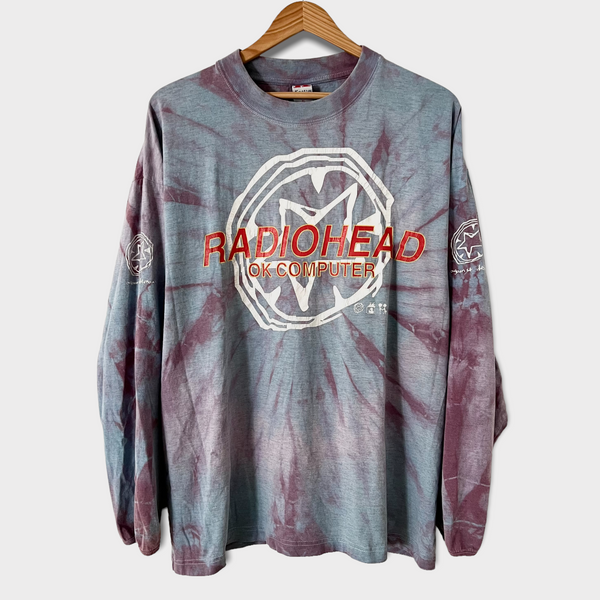 1997 Radiohead "OK Computer" Vintage Promo Long Sleeve Tie Dye Tee Shirt