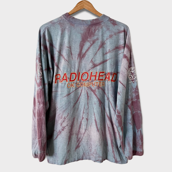 1997 Radiohead "OK Computer" Vintage Promo Long Sleeve Tie Dye Tee Shirt