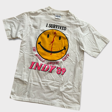 1989 Smiley Suicide Bullet Face Vintage Tee Shirt